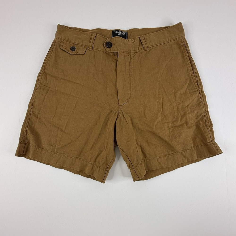Todd Snyder Hudson Shorts Copper Brown Size 30 Cotton Linen Blend 7" Inseam